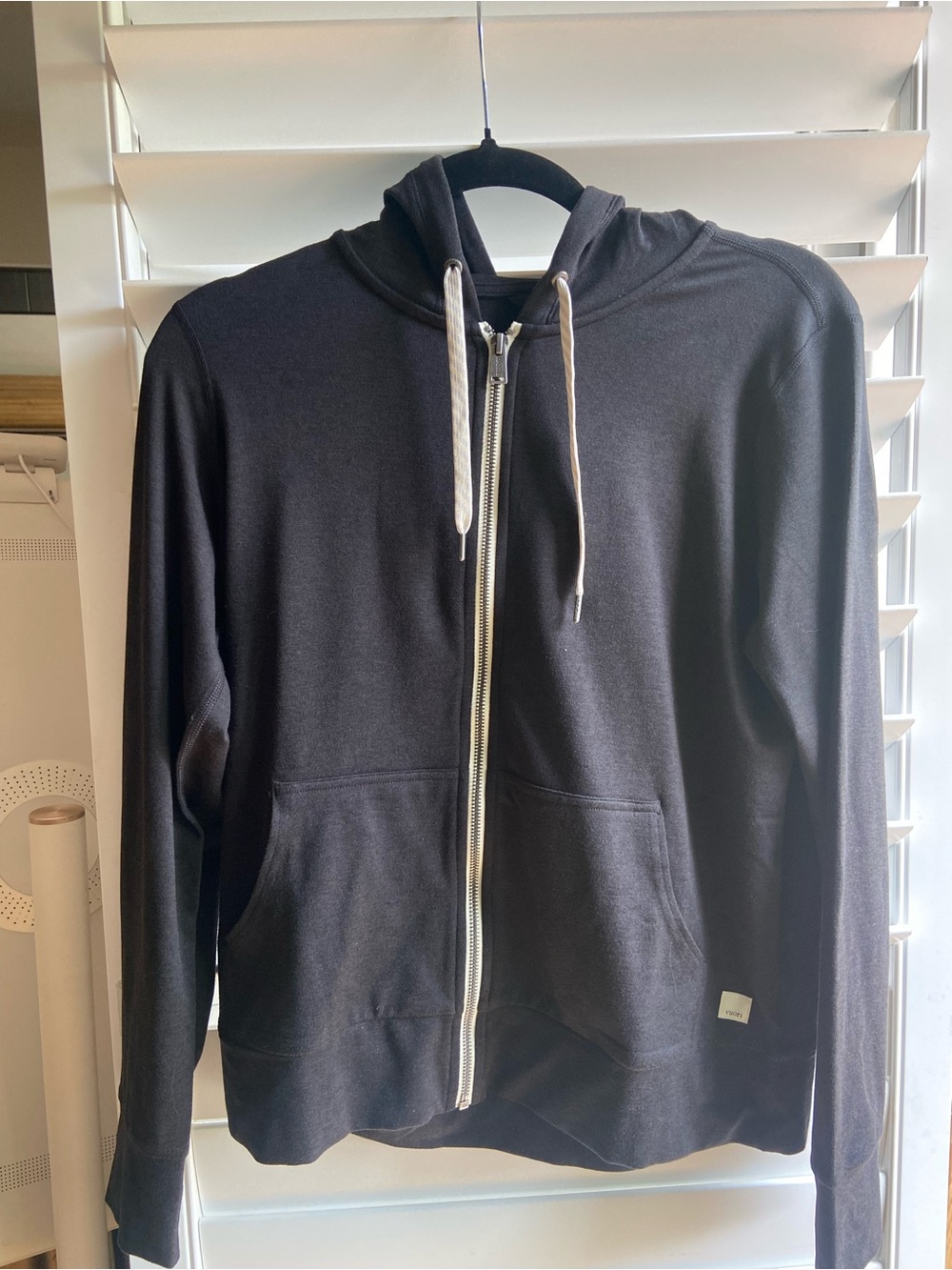 Vuori Black Full-Zip Hoodie with Contrast Drawcords